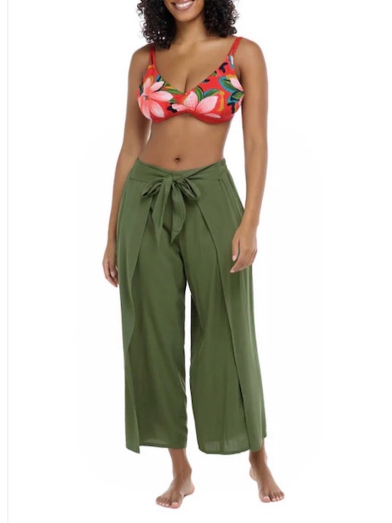 Skye Swimwear Pants - Skye Paige Pull-On Waist Tie, Wrap Beach Pant, Khaki Green, NWT, Women’s Size M